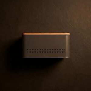 Bread bin, vented — Powder-coated steel, beech