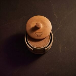Coasters, set of six — Cork and stoneware