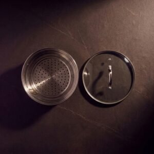Universal lids, pair — Tempered glass, steel rim