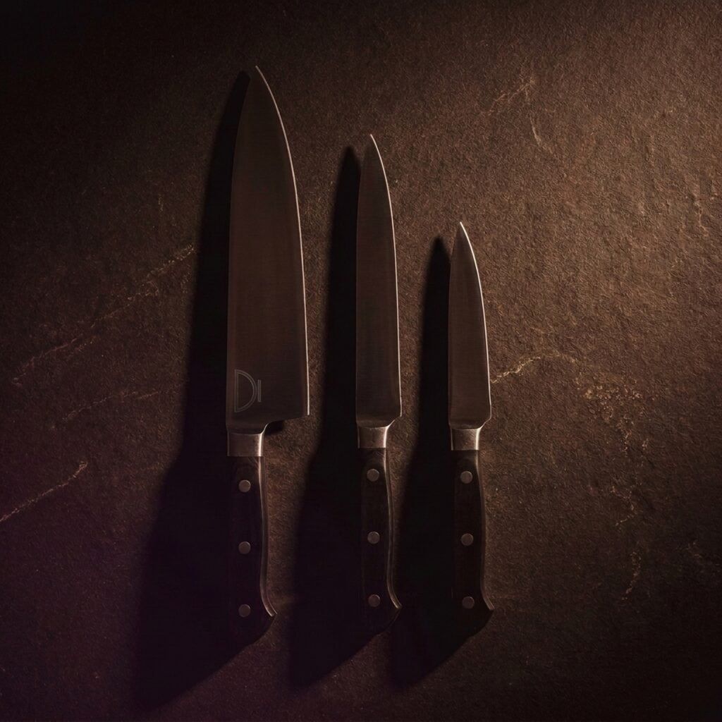 Knife set, three piece — High-carbon stainless
